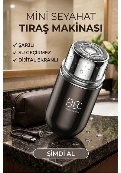 Pluzz Şarjlı Taşınabilir Unisex Mini Seyahat Sakal Ve Yanak Tıraş Makinesi Su Geçirmez Dijital Ekran Siyah - 915986967