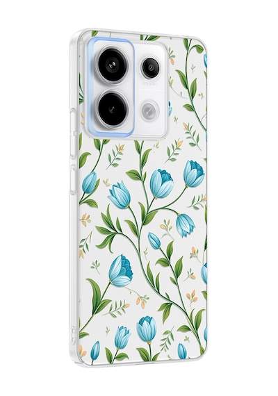 Redmi Note 13 Pro 5g Kılıf Kamera Korumalı Desenli Zore Klip Kapak - Mavi Lale -