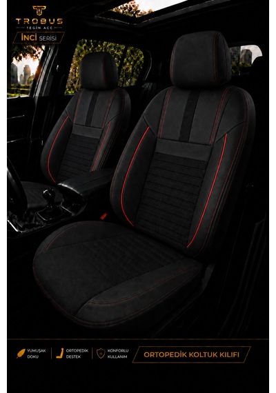 Isuzu D-max 2002-2012 Uyumlu İnci Serisi Siyah Kırmızı Oto Koltuk Kılıfı