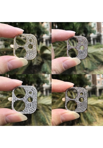Ally Apple Uyumlu iPhone 12 Mini Arka Kamera Taş İşlemeli Lens Koruyucu Rose