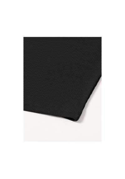 Liona Asimetrik Yaka Kolsuz Tek Omuz Askılı Siyah Renk Fitilli Crop Top Bluz Siyah