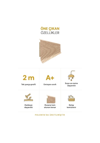 Vilo Linela 410 Adelaide Oak Pvc Süpürgelik 2m Usta Gerektirmeyen Montaj - Suya Ve Neme Dayanıklı