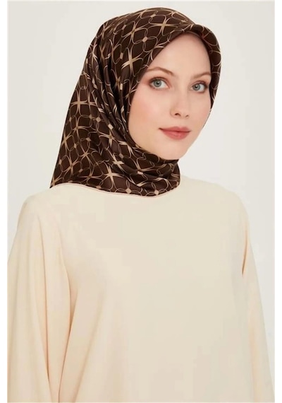 Armine %100 Twill Ipek Eşarp 9207d01-50 34-kahverengi,bej