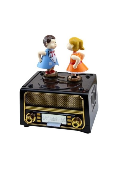 Mobgift Kişiye Özel Radyo Üzerinde Öpüşen Çift Kurmalı Müzik Kutu (544095055)