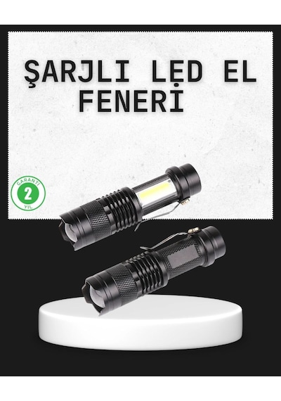 Odak Ayarlı 2000 Lümen Şarjlı Led El Feneri Açık Ahşap 31902505