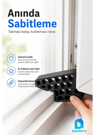Pencere Kapı Sabitleyici Stoper Siyah Pvc Doğrama Rüzgâr Önleyici Takoz
