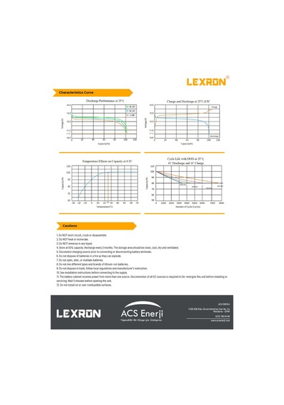 Lexron 12.8v 200ah Lityum Batarya
