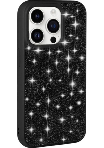 Apple Uyumlu iPhone 14 Pro Kılıf Parlak Taşlı Tasarım Zore Pırlanta Kapak Siyah