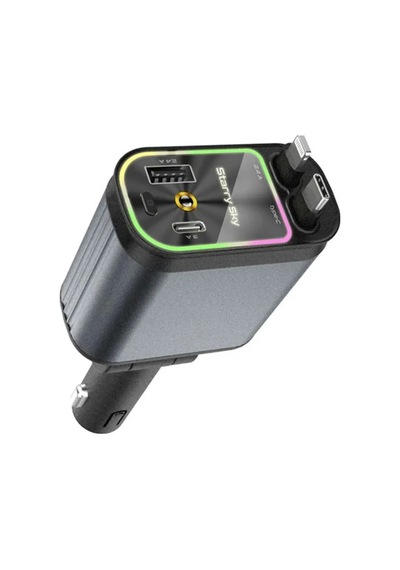 Jenerik 4 Ü 1 Arada Çift Usb Bağlantı Çakmaklık, Type-c Hızlı Şarjlı 66w,geri Çekilebilir Araç Telef
