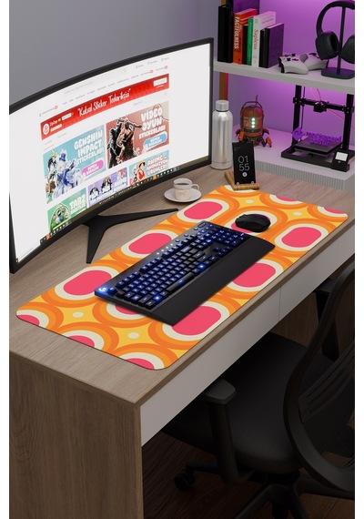 Retro 60 Lar Kaymaz Dikişli Kauçuk Oyuncu Mousepad V5 - 90x40 Xxl Gaming Mouse Pad Fare Altlığı