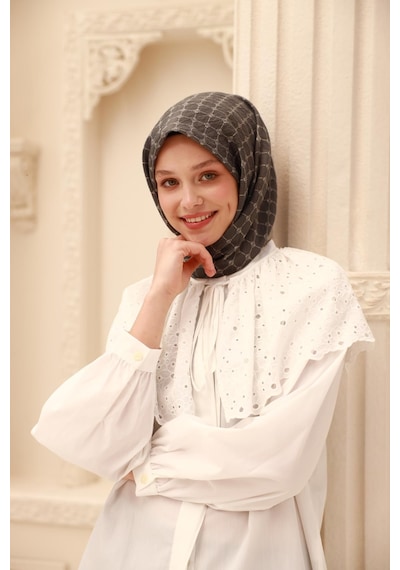Silk Home Olinda Eşarp 48004-82 Antrasit, Ekru