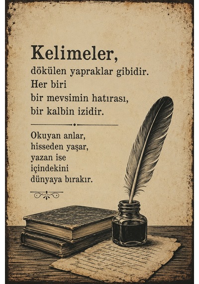 Retro Edebi Sözlü Mdf Duvar Tablosu Vintage Dekoratif Yazı Panosu 15