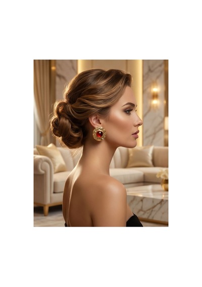 Vintage Model Şık Kadın Küpe Kahverengi Kahverengi