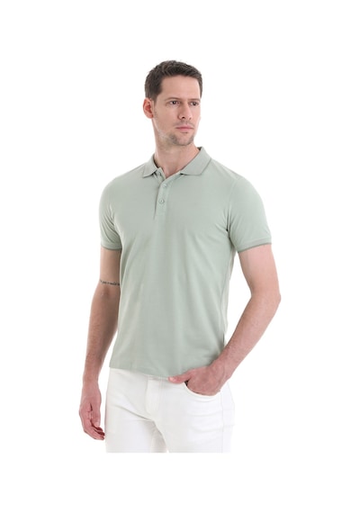 Hatemoğlu Yeşil Regular Fit Düz 100% Pamuklu Polo Yaka Tişört 3536etc22c03 16-0110tpx Yeşil - Ekru
