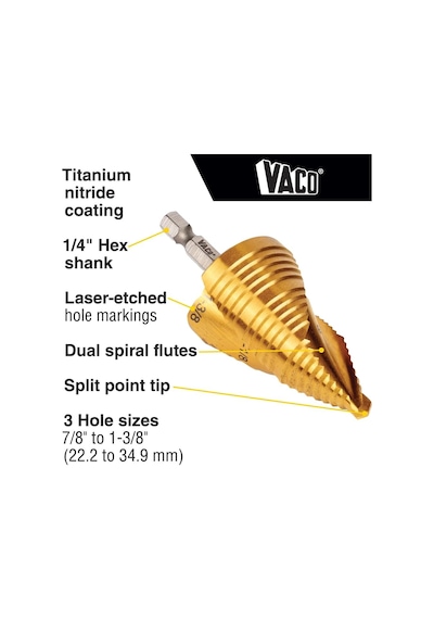 Klein Tools 25951 Elektrikçi Kademeli Matkap Ucu Seti, Spiral Çif