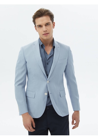 Kip Açık Mavi Düz Slim Fit Ceket 001