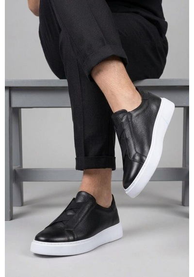 Mariotto Pisagor Ps-586 Erkek Hakiki Deri Sneakers Spor Ayakkkabı Siyah - Beyaz