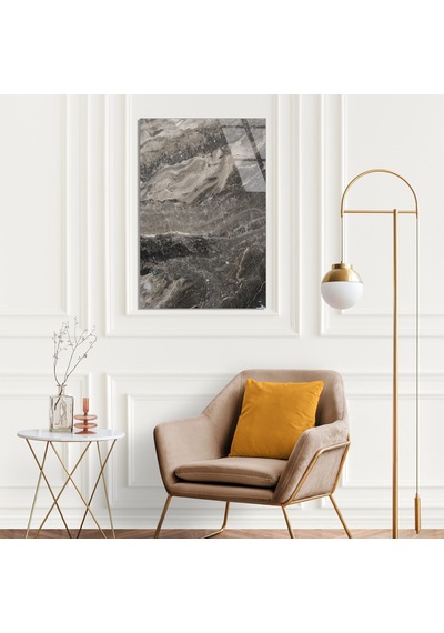 Füme Gri Mermer Cam Tablo Dikey 60x90 Cm