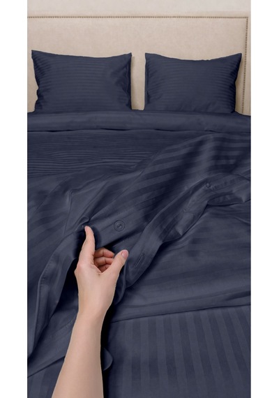 Çift Kişilik %100 Pamuk Saten Nevresim Seti Premium Seri 8 Renk Seçeneği 200x220 Gece Mavisi