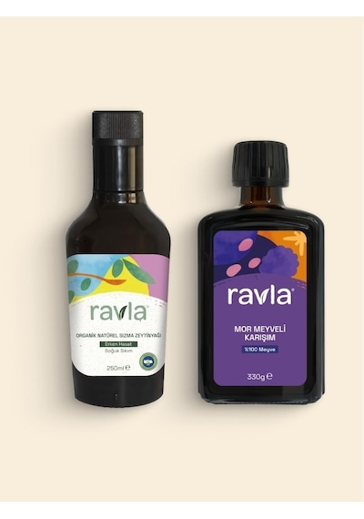Ravla Mor Meyveli Karışım 330 G + Ravla Organik Zeytinyağı 250 ML Yüksek Polifenol Serisi