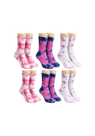 COJans Unisex Batik Desenli Çorap 6'lı Set Pamuklu Renkli Uzun Soket Dikişsiz Nefes Alan Günlük Spor Çorabı Çok Renkli
