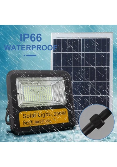 100 Watt Proje Tipi Belediye Kalitesi Güneş Enerjili Alüminyum Kasa Projektör Su Geçirmez, Sensörlü, Kumandalı