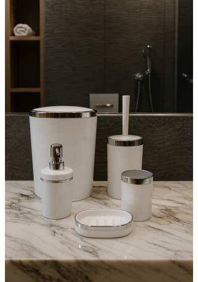 Makri Home Banyo Seti 5'li,akrilik-çöpkovası,wc Fırçalık,sıvı Sabunluk,diş Fırçalık,el Sabunluk Bordo