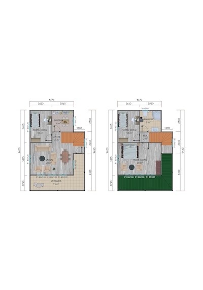 101 M2 Çift Katlı Prefabrik Ev