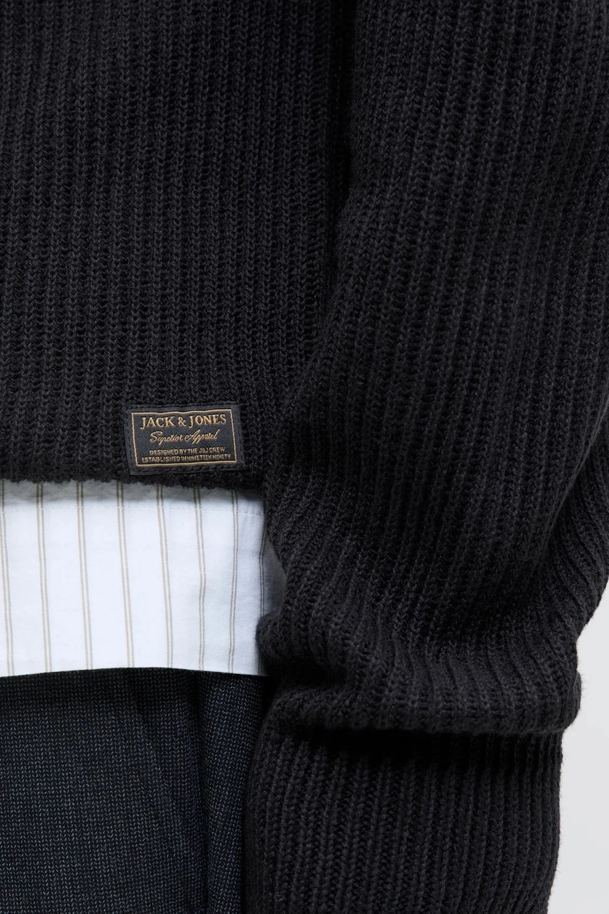 Jack & Jones Erkek Kazak 12278916 Siyah Siyah