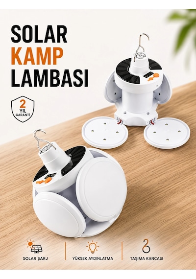 Kamp Lambası Işıldak Beyaz Işık Güneş Enerjili Solar Aydınlatma 5 Kanatlı Katlanabilir Çok Renkli 79056107