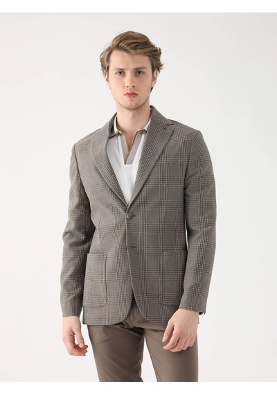 Dufy Kahve Erkek Slim Fit Mono Yaka Ceket - 95400 Kahverengi
