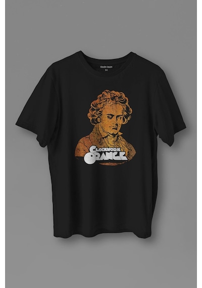 Unisex T-shirt Clockwork Orange Otomatik Portakal Kitap Film Siyah Baskılı Tişört 001