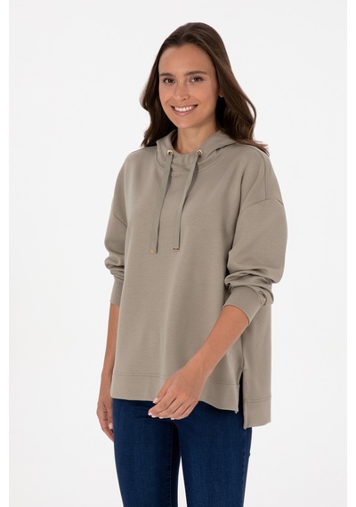 U.S. Polo Assn. Kadın Açık Haki Modal Karışımlı Kapüşonlu Sweatshirt 50313561-VR183
