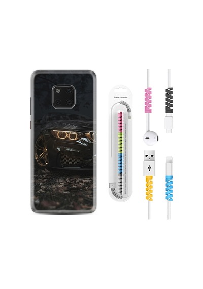 Huawei Mate 20 Pro Kılıf Kablo Koruyuculu Black Car 1768