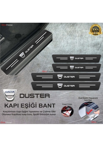 Dacia Duster Karbon Kapı Eşiği Koruyucu Suni Deri 4'lü Set