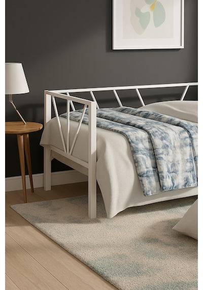 Alchera Daybed Tek Kişilik Sedir Metal Karyola Beyaz