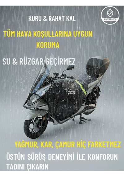 Prorider Motosiklet Premium Diz Örtüsü Honda Pcx Uyumlu Su Ve Rüzgar Geçirmez Kışlık Koruma Siyah