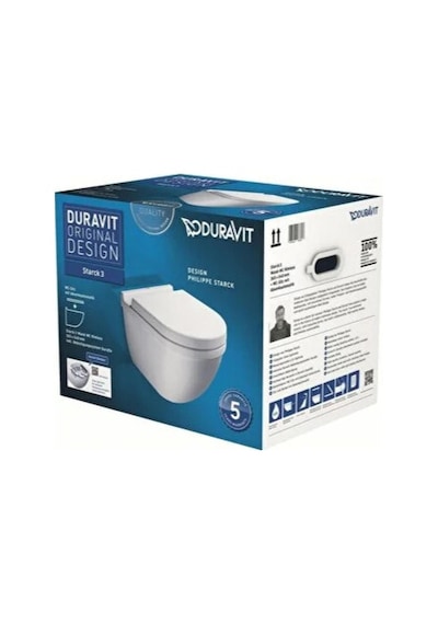 Duravit Starck 3 Kanalsız Rimless Asma Klozet Özel Kutuda, Yavaş Kapanır Kapak Dahil 45273900a1 Beyaz