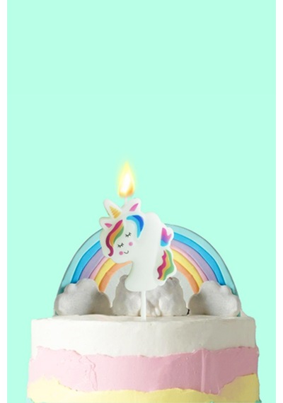 Beyaz 4 Rakamı Unicorn Figür Parti Mumu