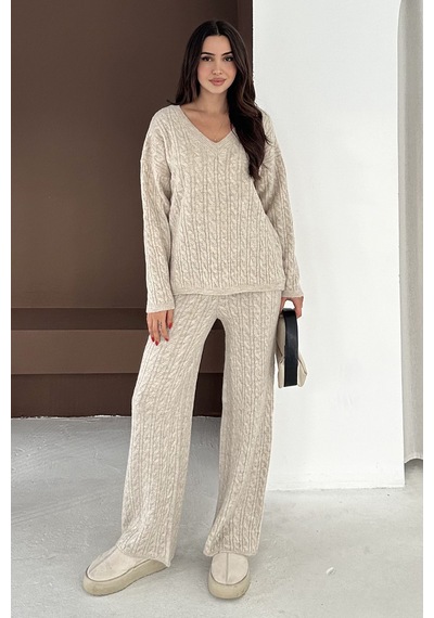Noa & Noa Kadın Örgü Triko Takım Cozy Texture Bej