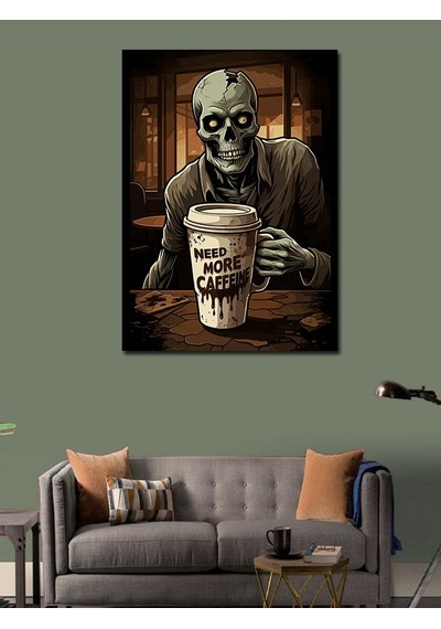 Kanvas Tablo Zombi Ve Kahve 70cmx100cm