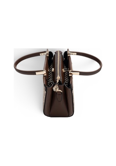Silver & Polo Silver Polo Koyu Bej - Kahve Monogram Kadın El Çantası Sp1292