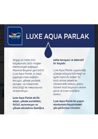 Aqua Luxe Su Bazlı Parlak Akrilik Esaslı Dekoratif Boya - Tütsü 1 Lt,tütsü