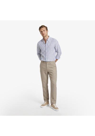Nautica Erkek Koyu Mavi Regular Fit Çizgili Keten Gömlekçizgiliw65451t