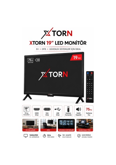 Torn 19" Sesli Uzaktan Kumandalı 75hz 5ms Hdmı Vga Geniş Ekran Monitör