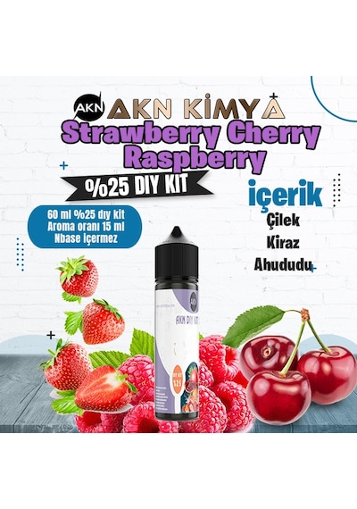 Strawberry Cherry Raspberry Yoğun Dıy Kit Çilek Kiraz Ahududu Gıda Aroması %25 Oranda Aroma İçerir Hazır Değildir 60 Ml