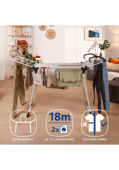 Vileda Premium 2in1 Masa Çamaşır Askılığı Alüminyum Teller Beyaz - 180 X 57 X 91 Cm Çok Renkli