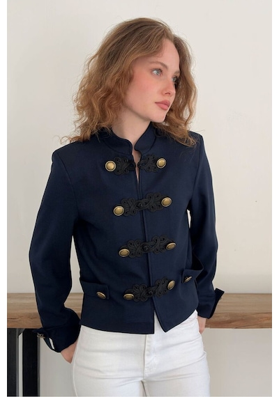 Verymoda Çin Düğmeli Ceket F2105 Lacivert
