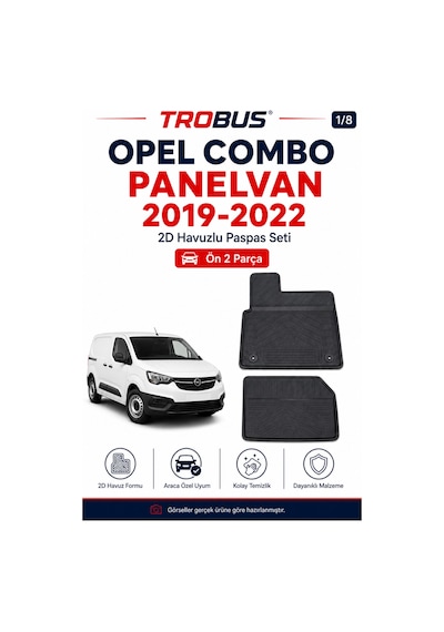 Trobus Opel Combo Panelvan 2019+ Benzinli 2d Havuzlu Paspas 2 Parça