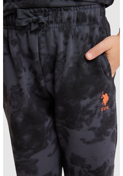U.S. Polo Assn. Erkek Çocuk Antrasit Bisiklet Yaka Batik Desenli Yazı Baskılı Eşofman Takımı 50334092-vr046 SIYAH